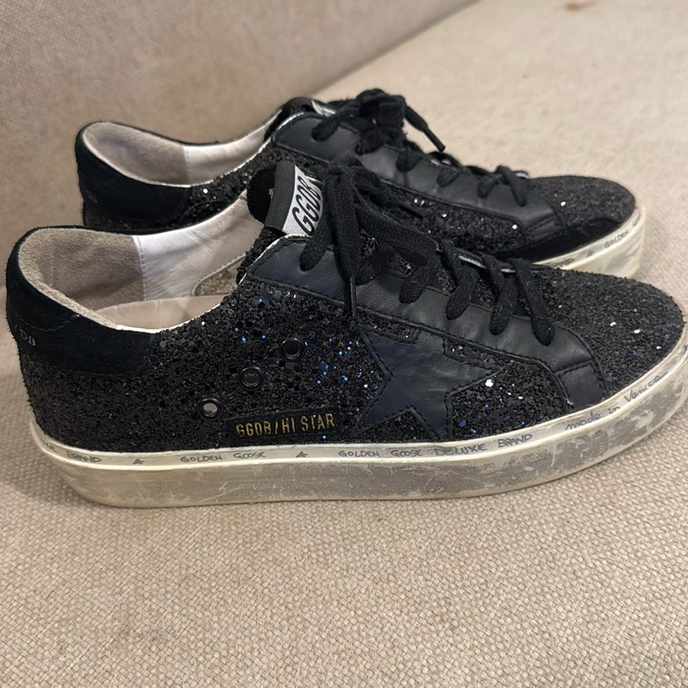 GOLDEN GOOSE BLACK SPARKLY SHOES